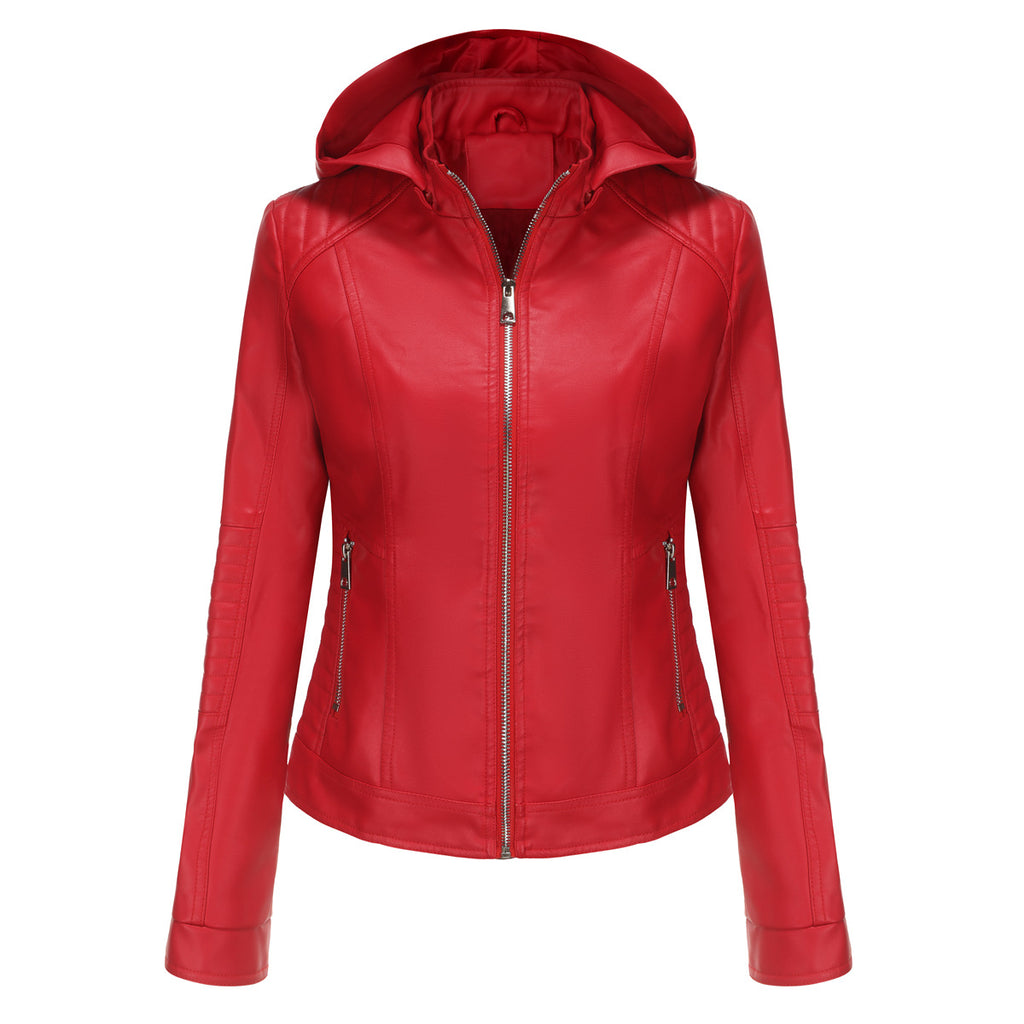 Damen Kapuzenjacke aus hochwertigem Kunstleder WW