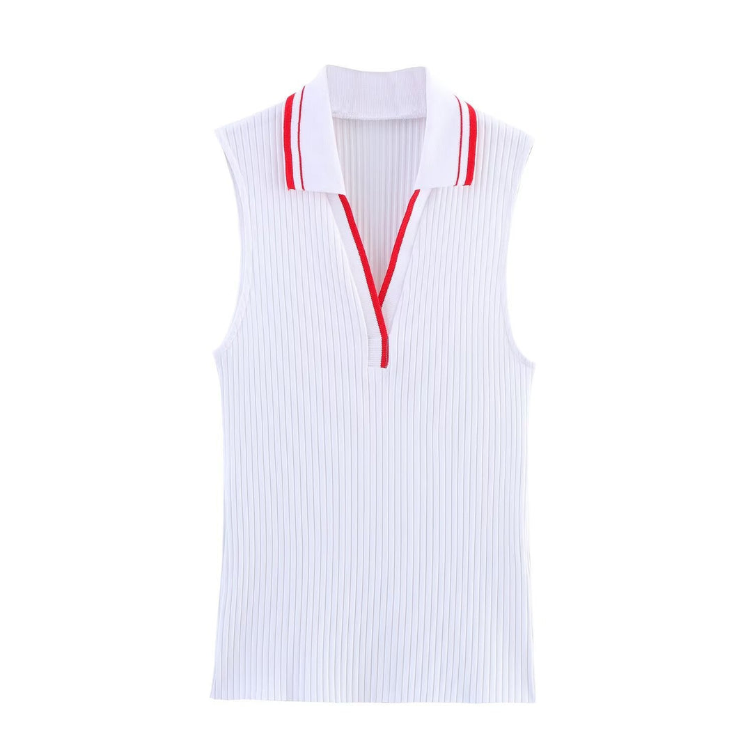 Damen Poloshirt mit dekorativem Stehkragen und sportlichem V-Ausschnitt W&W Mode