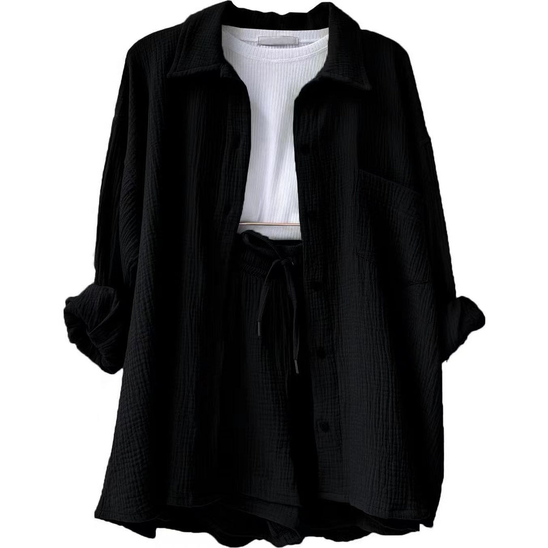 Damen lässiges Sommer-Outfit mit moderner Knopfleiste und elastischem Bund W&W Mode