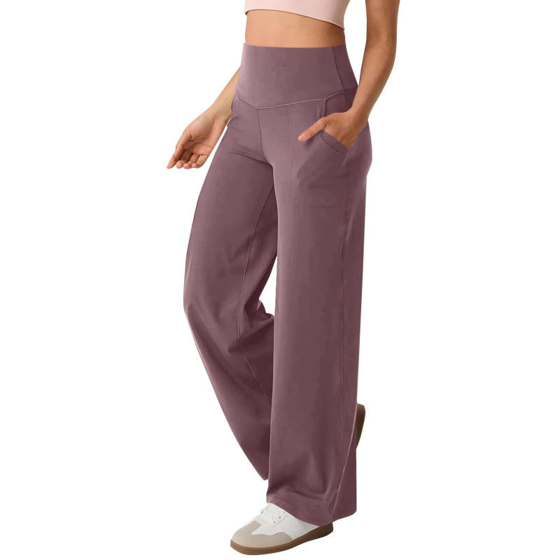 Damen weite High-Waist Freizeithose mit praktischen Taschen WW