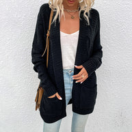 Damen Strickjacke mit tiefem V-Ausschnitt und Taschen WW