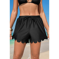 Damen Badeshorts mit dekorativem Wellenrand und verstellbarem Bund WW
