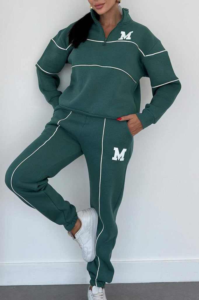 Damen sportliches Fleece-Anzugset mit Stehkragen und praktischen Taschen WW