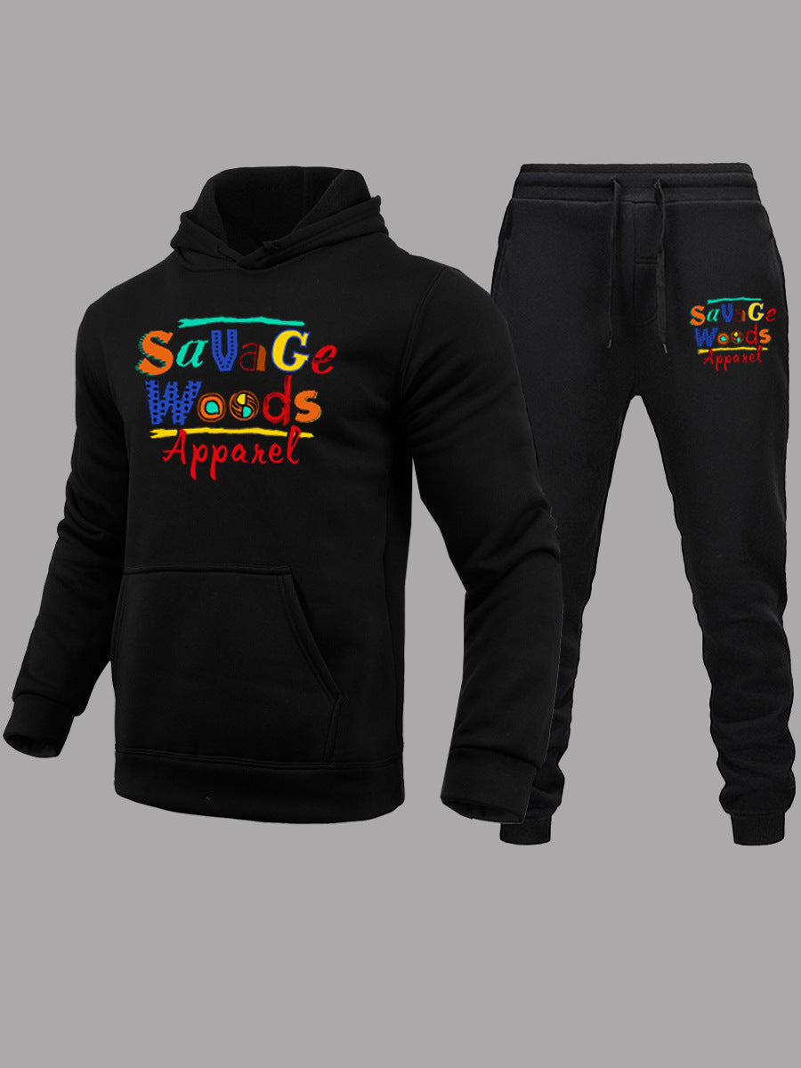 Damen sportliches Hoodie- und Jogginghose-Set mit buntem Schriftzug WW