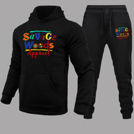 Damen sportliches Hoodie- und Jogginghose-Set mit buntem Schriftzug WW