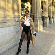 Damen stilvolle Trenchcoat mit praktischen Taschen und Gürtel WW