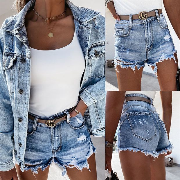 Damen Destroyed Denim-Shorts WW