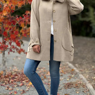 Damen gemütlicher Oversized-Mantel mit großen Taschen und Knopfdetails WW