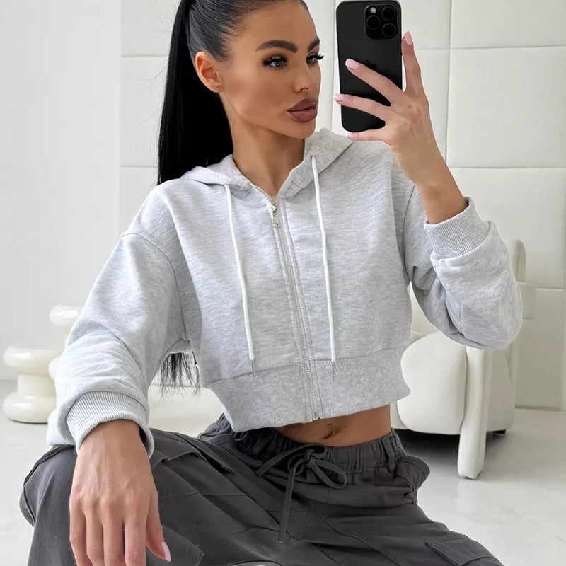 Damen Sportliche Crop-Top Jacke WW