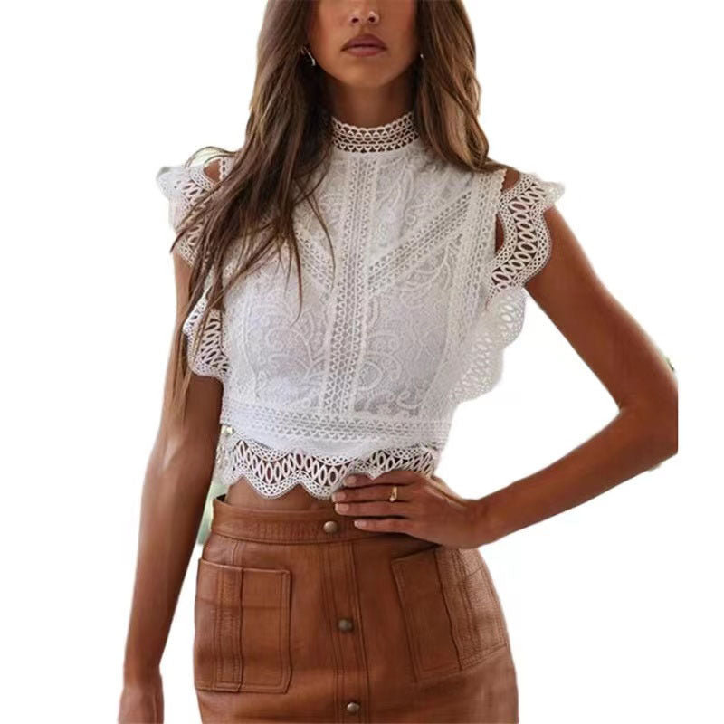 Damen Spitzendesign Bluse WW