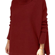 Damen oversize Rollkragenpullover mit strukturiertem Strickdesign WW