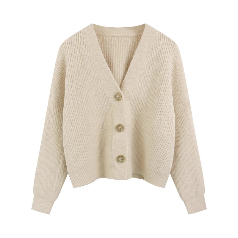 Damen Strickjacke mit V-Ausschnitt und hochwertigen Knopfdetails WW
