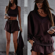 Damen Sportliches Kurzarm-Set WW
