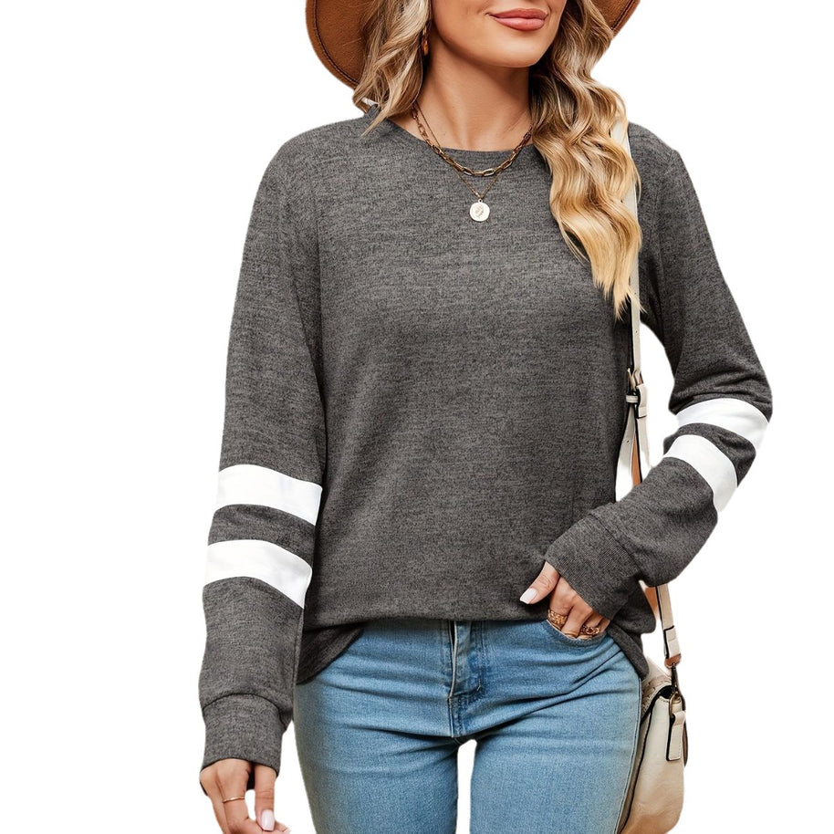 Damen sportliches Sweatshirt mit dekorativen Streifendetails WW