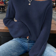 Damen lässiges Oversized Sweatshirt mit Off-Shoulder-Ausschnitt WW