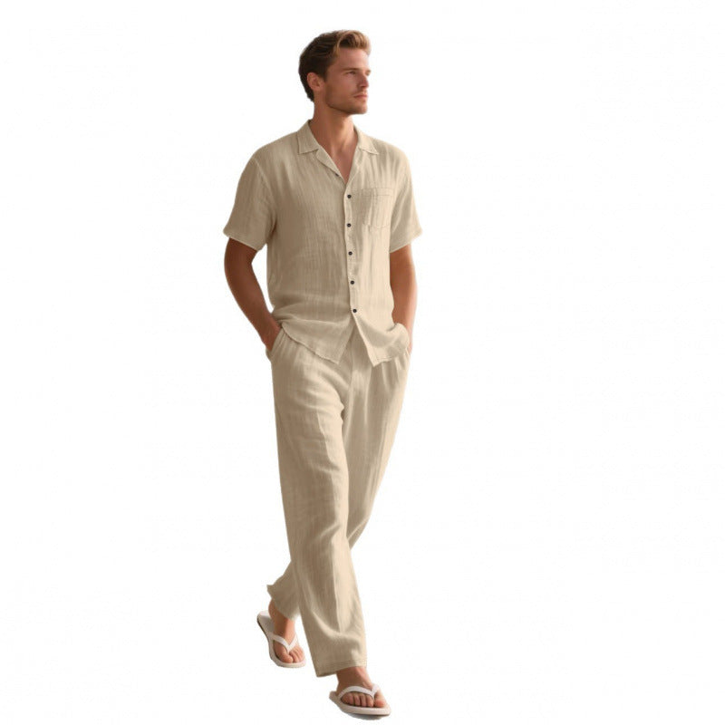 Herren locker sitzendes Leinenhemd und Hose Set WW