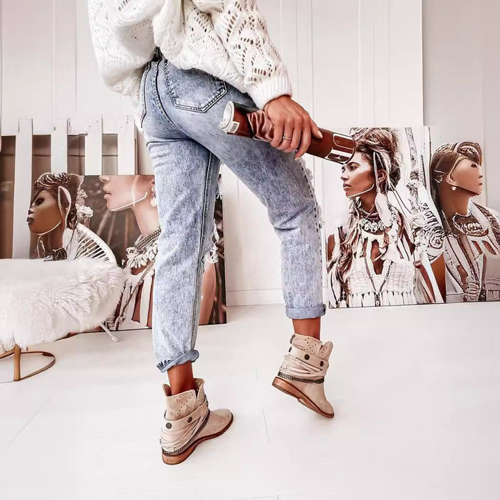 Damen Destroyed Boyfriend Jeans im lässigen Vintage-Stil mit hohem Bund W&W Mode
