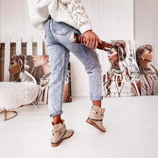 Damen Destroyed Boyfriend Jeans im lässigen Vintage-Stil mit hohem Bund WW
