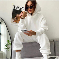 Damen bequemer Kapuzenanzug mit weitem Schnitt und elastischen Bündchen WW
