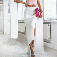 Damen Midi-Rock mit eleganten Knopfdetails und seitlichem Schlitz WW