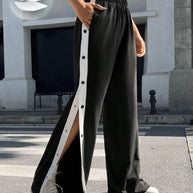 Damen Sportliche Freizeithosen mit Druckknopfdetails und elastischem Bund WW