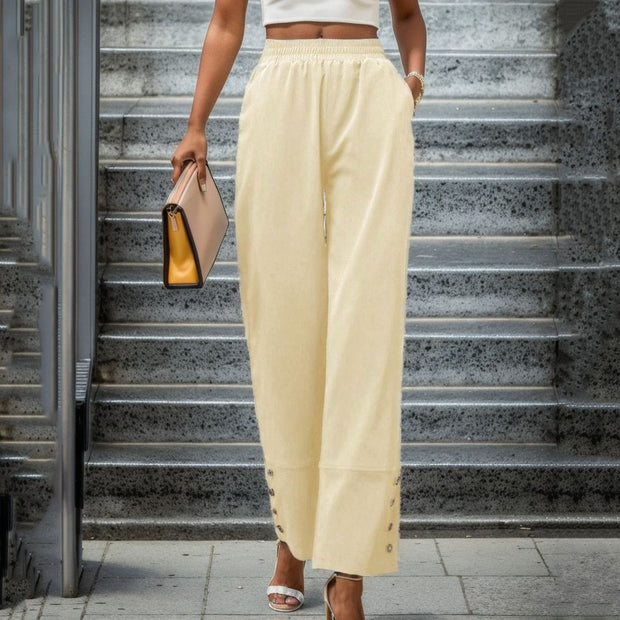 Damen Weite Culotte mit modischen Knopfdetails WW