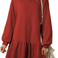 Damen Pulloverkleid mit Volant-Saum und lässigem Schnitt WW