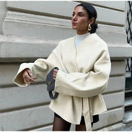 Damen Wickeljacke mit übergroßen Ärmeln WW