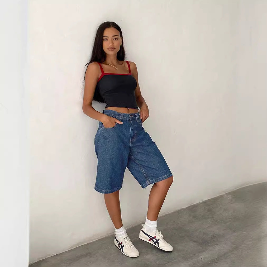 Damen Relaxed Fit Denim-Bermuda mit hohem Bund WW