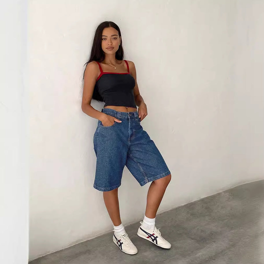 Damen Relaxed Fit Denim-Bermuda mit hohem Bund WW