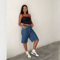 Damen Relaxed Fit Denim-Bermuda mit hohem Bund WW