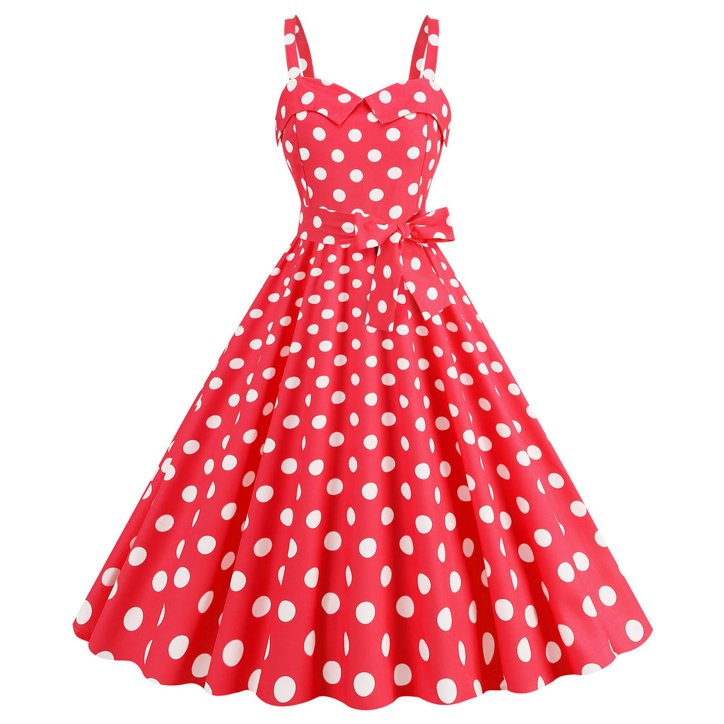 Damen Retro-Kleid mit Polka-Dot-Muster und taillierter Silhouette WW