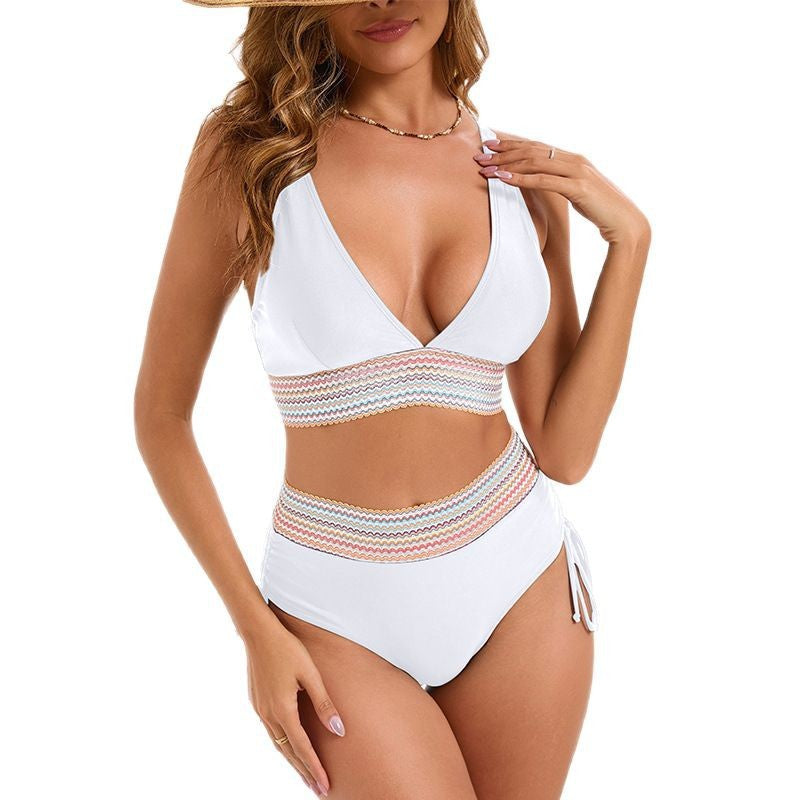 Damen Bikini-Set mit hohem Bund und schickem Wickeldetail WW