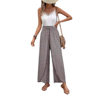 Damen weite Sommerhose mit elastischem Bund und floralem Design WW