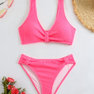 Damen Bikini mit strukturiertem Oberteil und hoher Taille WW