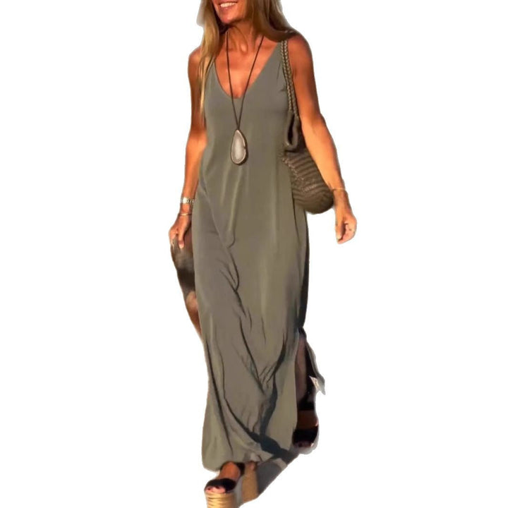 Damen Maxikleid mit eleganter V-Form und qualitativ hochwertigem Obermaterial W&W Mode