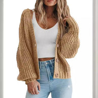 Damen Strickjacke mit grobem Muster und modischem Schnitt WW
