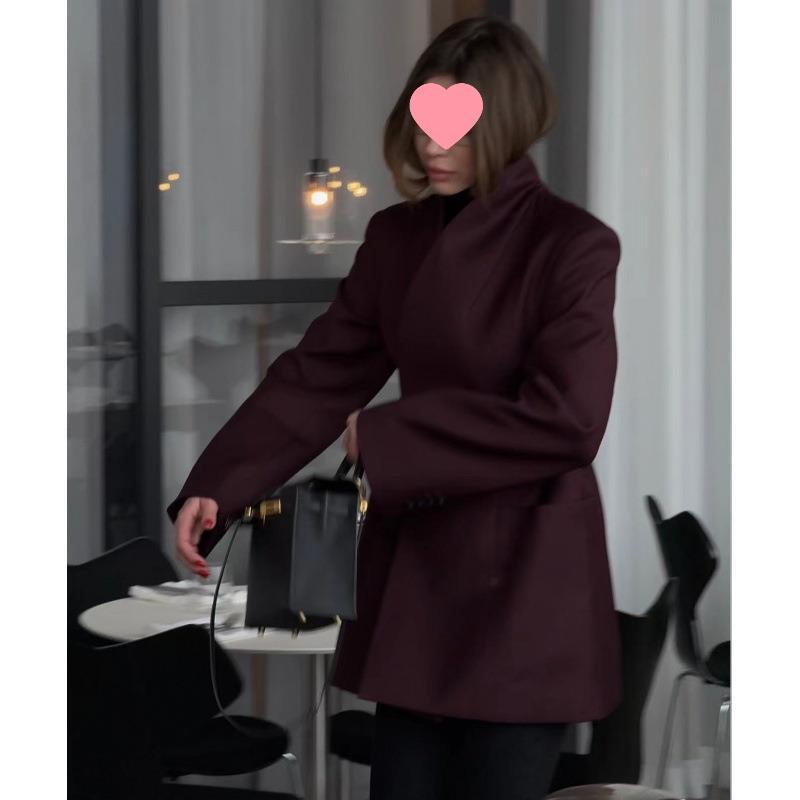 Damen asymmetrische Blazerjacke mit eleganter Taillierung und großen Taschen WW