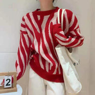 Damen Strickpullover mit modernem Streifenmuster und lässigem Schnitt WW