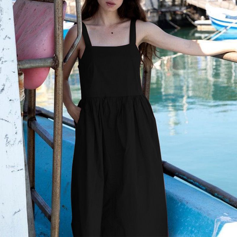Damen Sommerkleid mit tiefem Rückenausschnitt und Knopfdetails WW