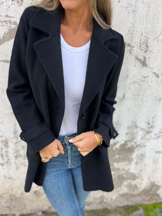 Damen Übergroßer Wollmantel mit modischem Revers und praktischen Taschen WW