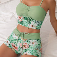 Damen Bikini-Set mit Raffung und edlem Blumendruck WW