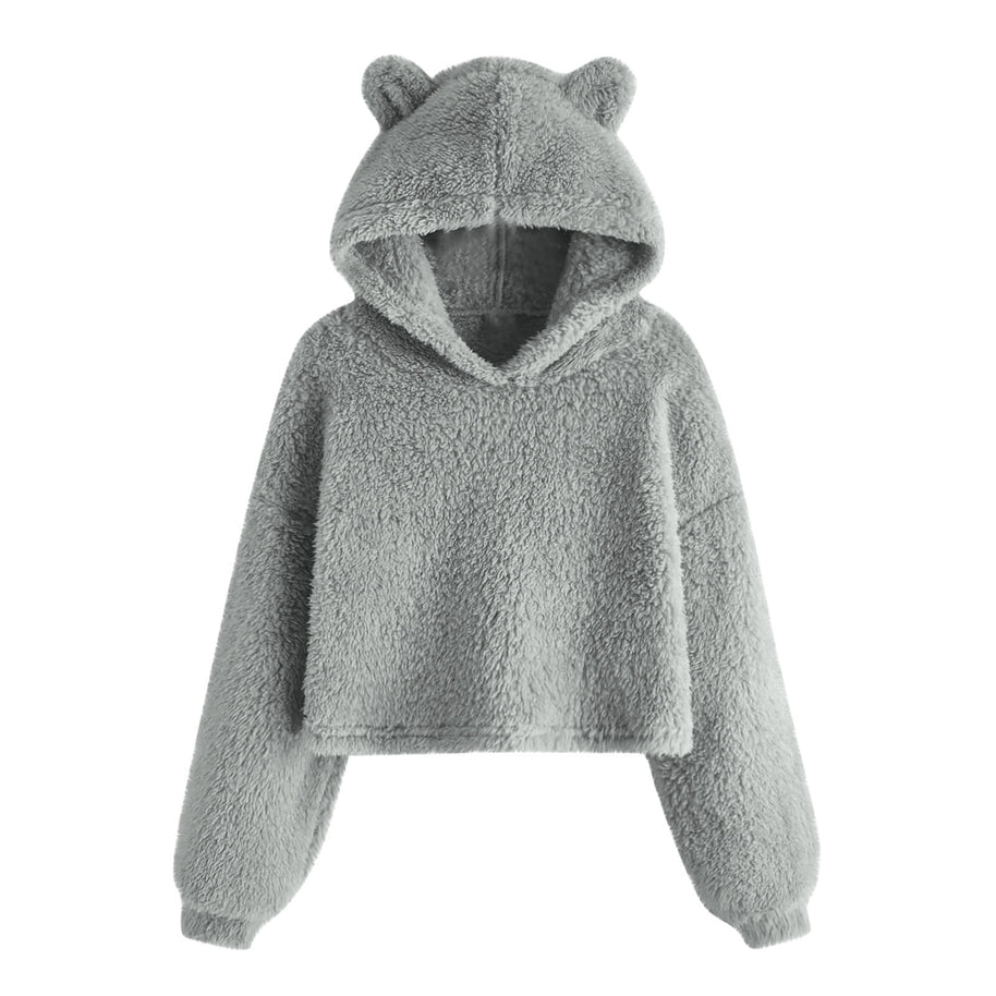 Damen Kuscheliger Fleece Hoodie mit Bärenohren WW