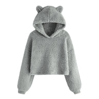 Damen Kuscheliger Fleece Hoodie mit Bärenohren WW
