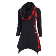 Damen Hoodie-Kleid mit asymmetrischem Schnitt und Karomuster WW