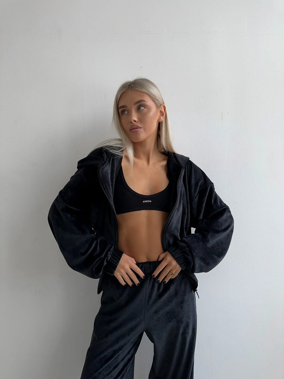 Damen Sportliches Velvet Loungewear-Set WW