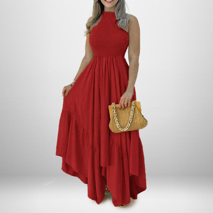 Damen Maxikleid mit hochgeschlossenem Design und voluminösem Rock W&W Mode