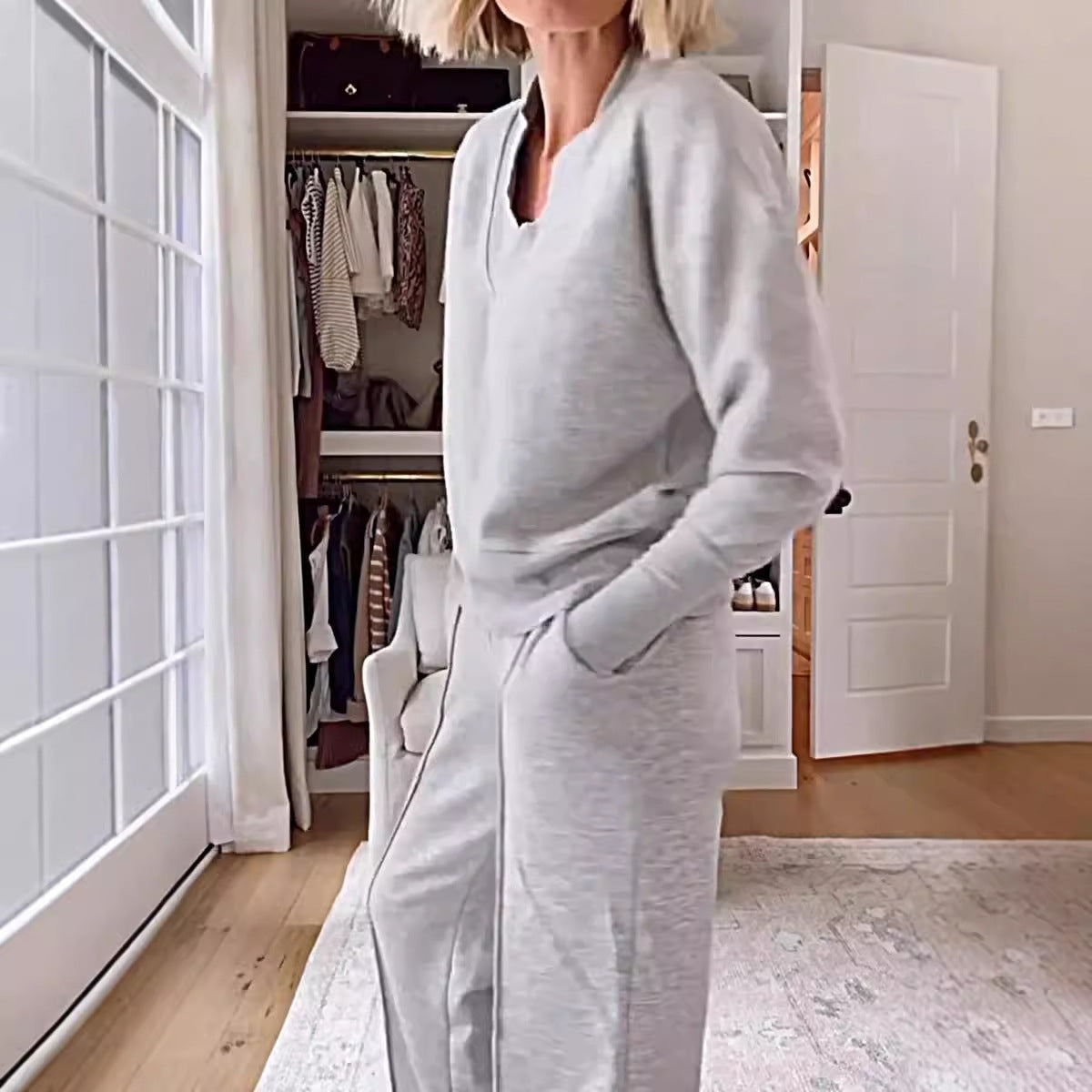 WW | Lockeres Oberteil und Hose mit weitem Bein Set