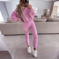 Damen bequemes Lounge-Set mit Kapuze und elastischer Hose WW