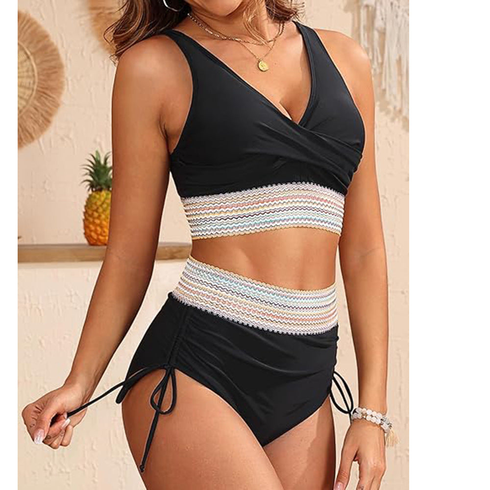 Damen Bikini-Set mit verstellbarem Bund und elegantem Oberteil WW